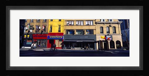 Framed Stores at the roadside in a city, Toronto, Ontario, Canada Print