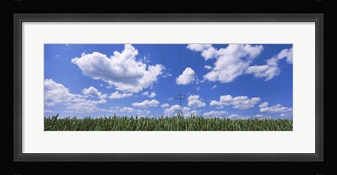 Framed Wheat field and transmission tower, Baden-Wurttemberg, Germany Print