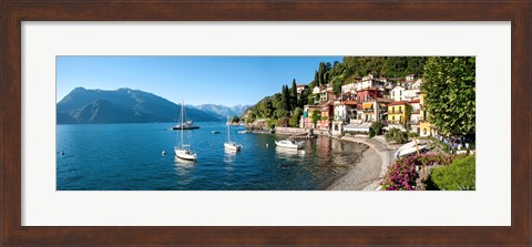 Framed Early evening view of waterfront at Varenna, Lake Como, Lombardy, Italy Print