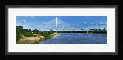 Framed Cable stayed bridge across a river, River Suir, Waterford, County Waterford, Republic of Ireland Print