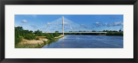 Framed Cable stayed bridge across a river, River Suir, Waterford, County Waterford, Republic of Ireland Print