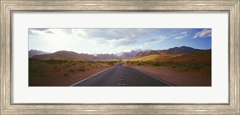 Framed Road passing through mountains, Calico Basin, Red Rock Canyon National Conservation Area, Las Vegas, Nevada, USA Print