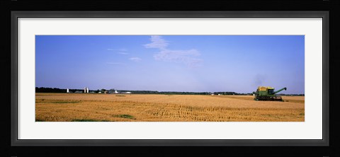 Framed Combine in a field, Marion County, Illinois, USA Print