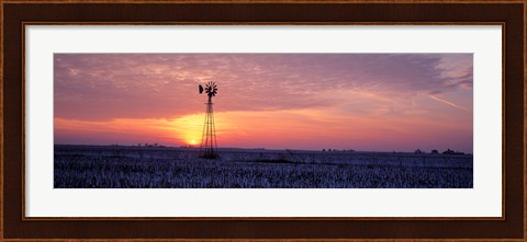 Framed Windmill Cornfield Edgar County IL USA Print