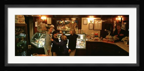 Framed Mother With Her Children In An Ice-Cream Parlor, Florence, Italy Print