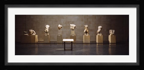 Framed Elgin Marbles display in a museum, British Museum, London, England Print