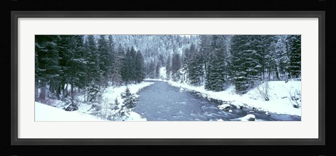Framed USA, Montana, Gallatin River, winter Print