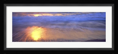 Framed Reflection of sun in water on the beach, La Jolla, California, USA Print