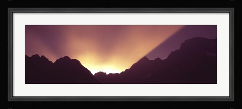 Framed Sunrise over mountains, Grand Teton National Park, Wyoming, USA Print