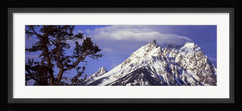 Framed Clouds over snowcapped mountains, Grand Teton National Park, Wyoming, USA Print