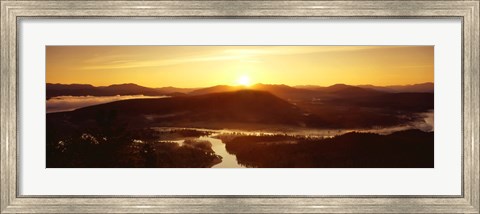 Framed Sunrise over mountains, Snake River, Signal Mountain, Grand Teton National Park, Wyoming, USA Print