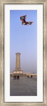 Framed Tourists in front of a monument, Beijing Monument To The People&#39;s Heroes, Tiananmen Square, Beijing, China Print