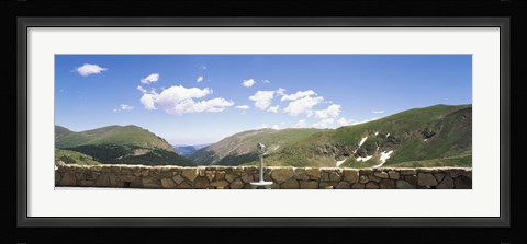 Framed Coin operated binoculars on an observation point, Rocky Mountain National Park, Colorado, USA Print