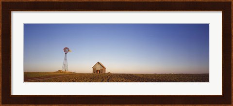 Framed Farmhouse and Windmill in a Field, Illinois Print