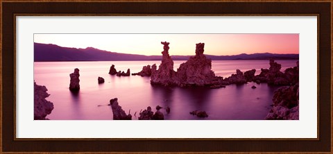 Framed Rock formations in a lake, Mono Lake, California, USA Print