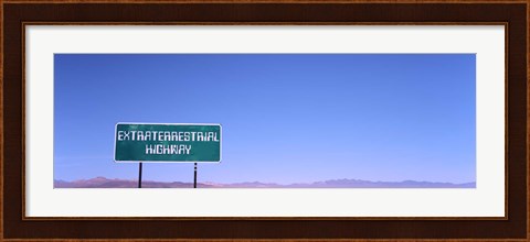 Framed Extraterrestrial Highway sign, Area 51, Nevada, USA Print