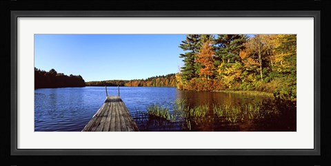 Framed Fall colors along a New England lake, Goshen, Hampshire County, Massachusetts, USA Print