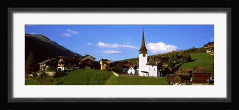 Framed Swiss village in Rhone Valley, Switzerland Print