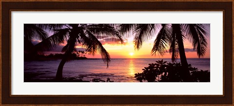 Framed Palm trees on the coast, Kohala Coast, Big Island, Hawaii, USA Print