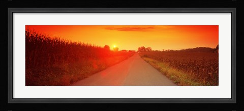 Framed Country road at sunset, Milton, Northumberland County, Pennsylvania, USA Print