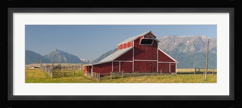 Framed Barn in a field with a Wallowa Mountains in the background, Joseph, Wallowa County, Oregon, USA Print