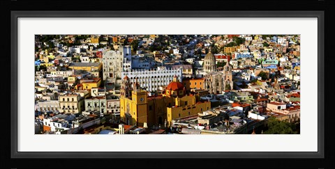 Framed High angle view of a city, Basilica of Our Lady of Guanajuato, University of Guanajuato, Guanajuato, Mexico Print