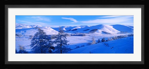 Framed Snow covered valley in winter, Manor Valley, Scottish Borders, Scotland Print