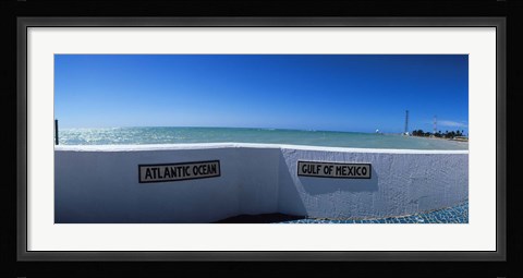 Framed Junction of Atlantic Ocean and Gulf of Mexico, Key West, Monroe County, Florida, USA Print
