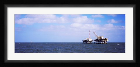 Framed Natural gas drilling platform in Mobile Bay, Alabama, USA Print