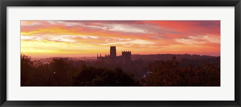 Framed Durham Cathedral view from Wharton Park at sunrise, Durham, County Durham, England Print
