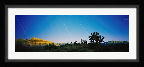 Framed Star trails over Red Rock Canyon National Conservation Area, Nevada, USA Print