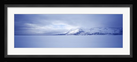 Framed Frozen Jackson Lake in winter, Grand Teton National Park, Wyoming, USA Print