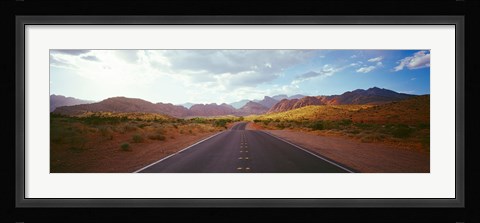 Framed Road passing through mountains, Calico Basin, Red Rock Canyon National Conservation Area, Las Vegas, Nevada, USA Print