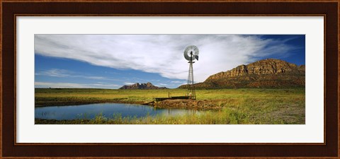 Framed Solitary windmill near a pond, U.S. Route 89, Utah Print