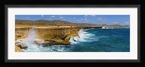 Framed Waves breaking at the coast, Aruba Print