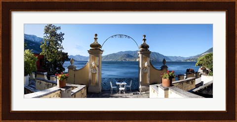 Framed View of Lake Como from a patio, Varenna, Lombardy, Italy Print