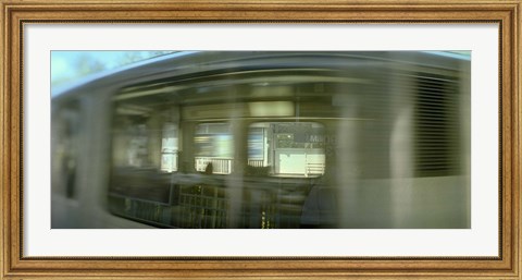 Framed Train at railroad station platform, Evanston, Cook County, Illinois, USA Print