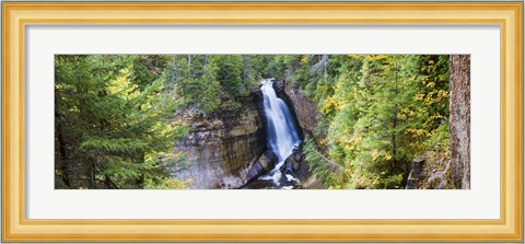 Framed Waterfall in a forest, Miners Falls, Rocks National Lakeshore, Upper Peninsula, Michigan, USA Print