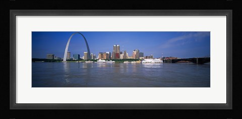Framed Gateway Arch and city skyline viewed from the Mississippi River, St. Louis, Missouri, USA Print