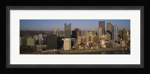 Framed High angle view of buildings in a city, Pittsburgh, Pennsylvania, USA Print