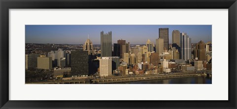 Framed High angle view of buildings in a city, Pittsburgh, Pennsylvania, USA Print
