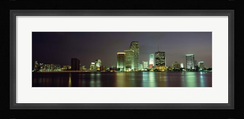 Framed Miami Skyline at Night Print