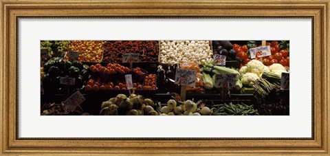 Framed Vegetables at Pike Place Market, Seattle, Washington Print