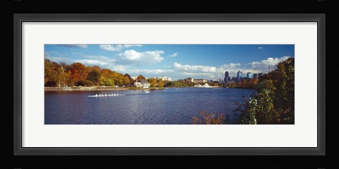 Framed Boat in the river, Schuylkill River, Philadelphia, Pennsylvania, USA Print