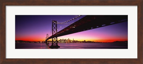 Framed San Francisco Bay Bridge with Purple Night Sky Print