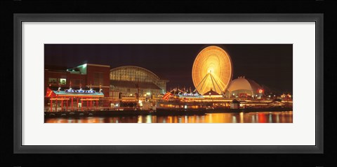 Framed Night Navy Pier Chicago IL USA Print