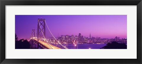 Framed Bay Bridge at Night, San Francisco Print