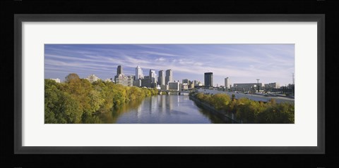 Framed Reflection of buildings in water, Schuylkill River, Northwest Philadelphia, Philadelphia, Pennsylvania, USA Print