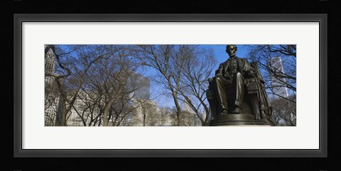 Framed Low angle view of a statue of Abraham Lincoln in a park, Grant Park, Chicago, Illinois, USA Print