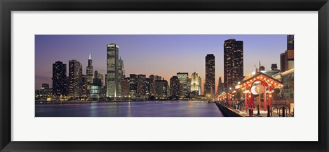 Framed View Of The Navy Pier And Skyline, Chicago, Illinois, USA Print